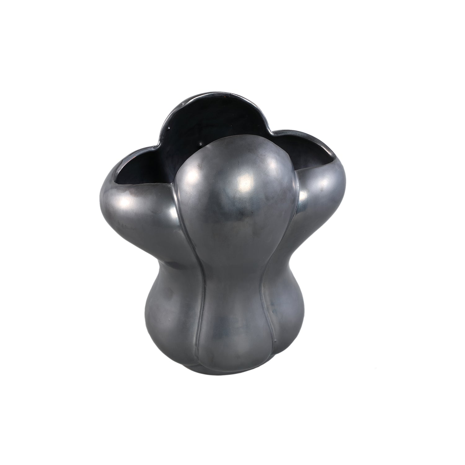 Mellie Black France Lily Flower Ceramic Vase M 26x18x29cm PTMD - Vaas - PTMD - livinglovely.nl