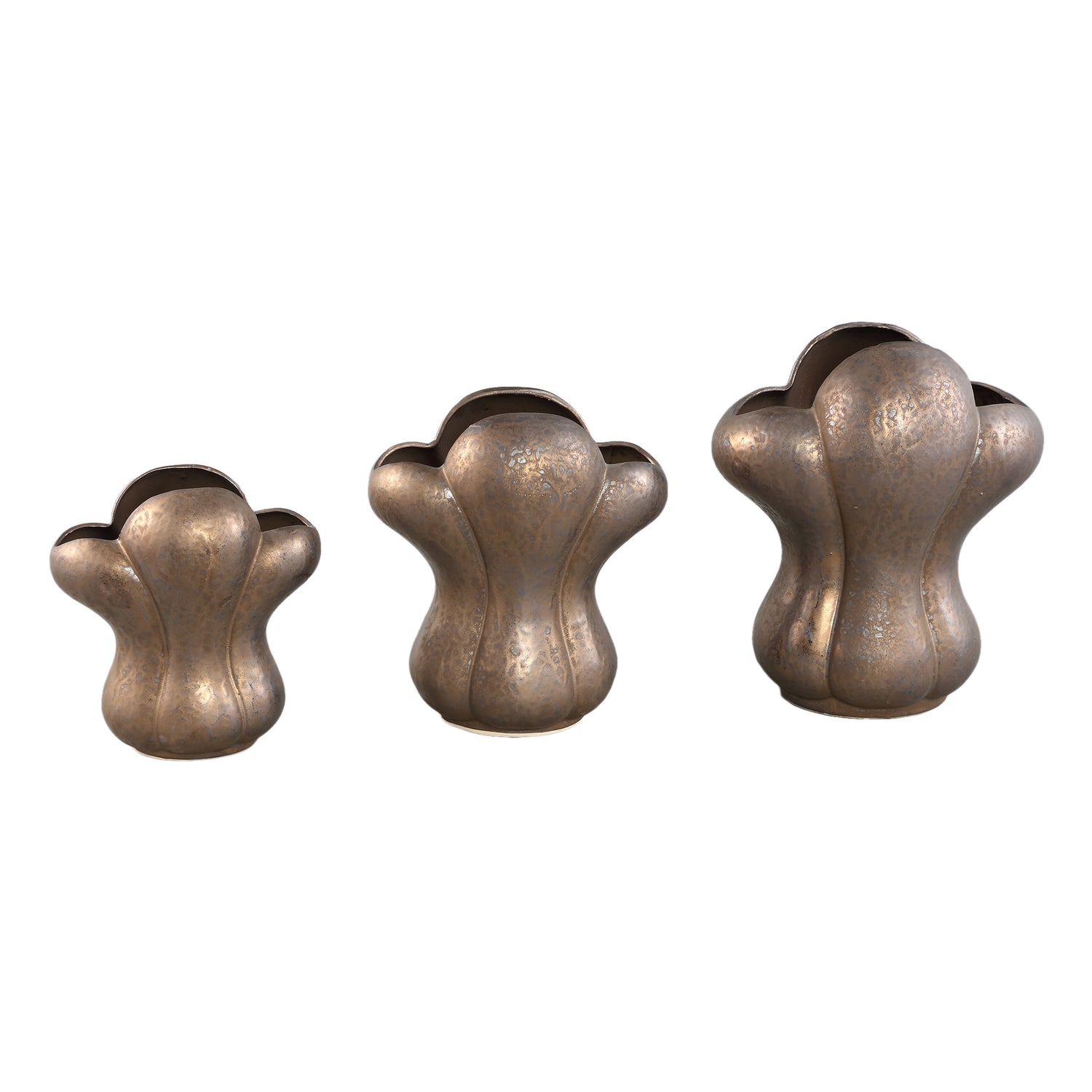 Mellie Bronze France Lily Flower Ceramic Vase M 26.x18x29cm PTMD - Vaas - PTMD - livinglovely.nl