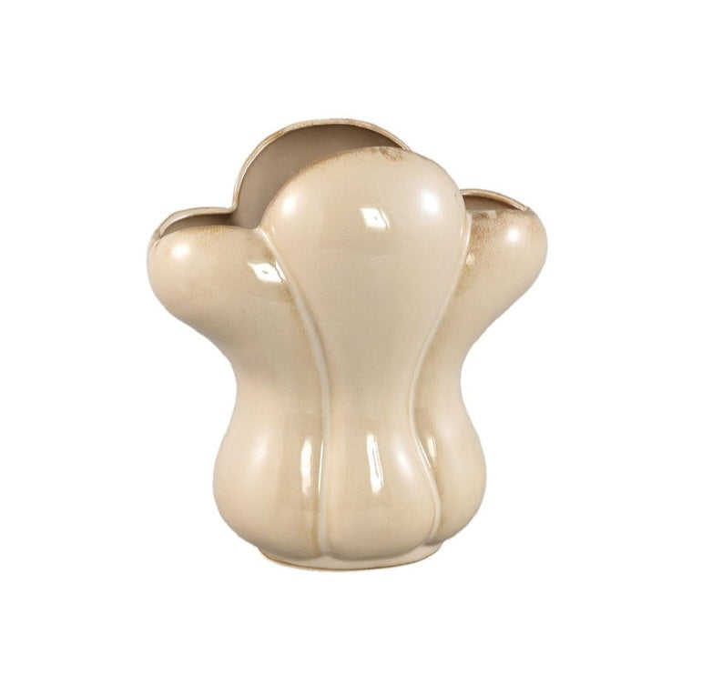 Mellie Cream France Lily Flower Ceramic Vase L 29x22x33,5cm PTMD - Vaas - PTMD - livinglovely.nl