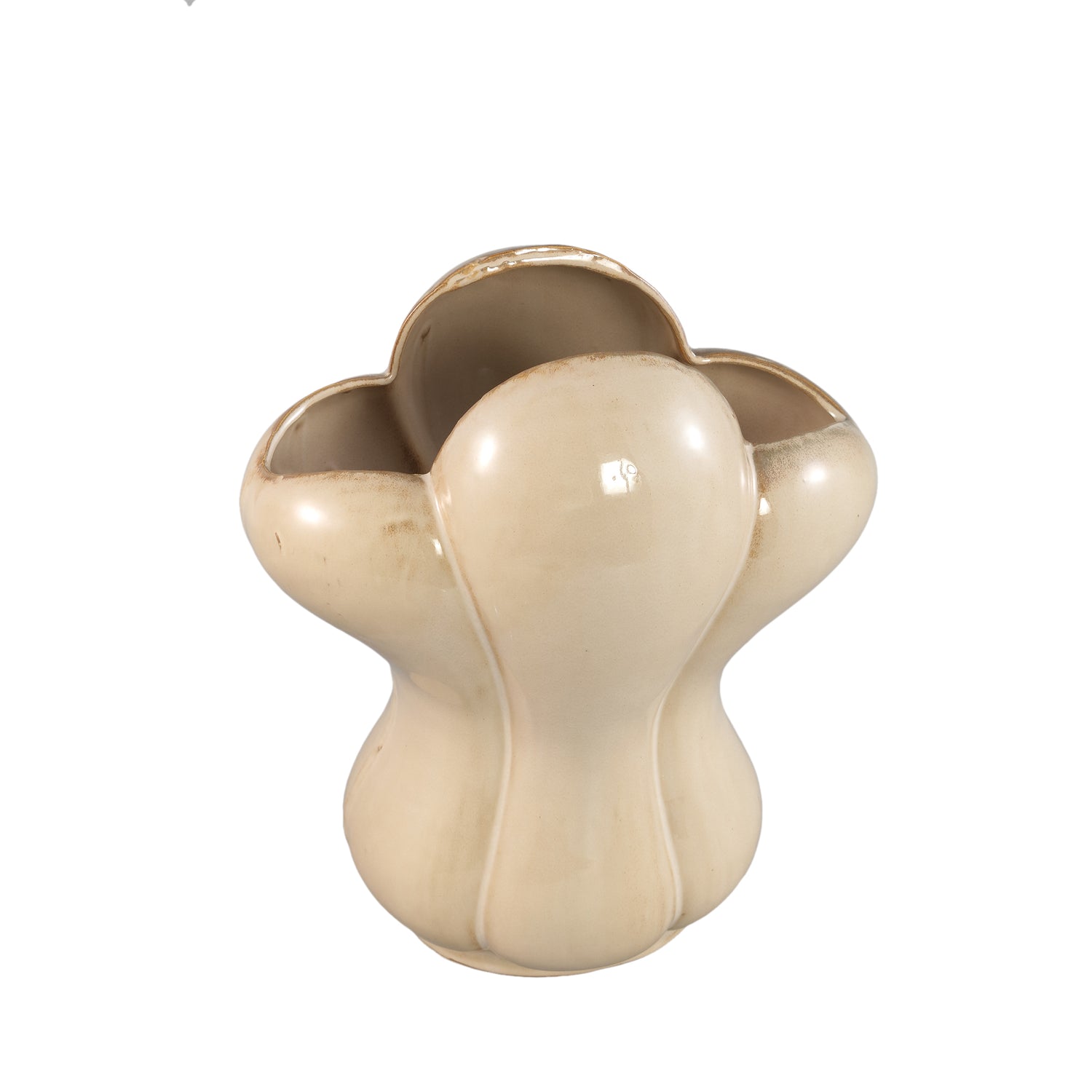 Mellie Cream France Lily Flower Ceramic Vase M 26x18x29cm PTMD - Vaas - PTMD - livinglovely.nl