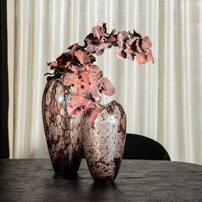 Michellee Purple Solid Glass Vase Round Smoke L Dia18xH36cm PTMD - Vaas - PTMD - livinglovely.nl