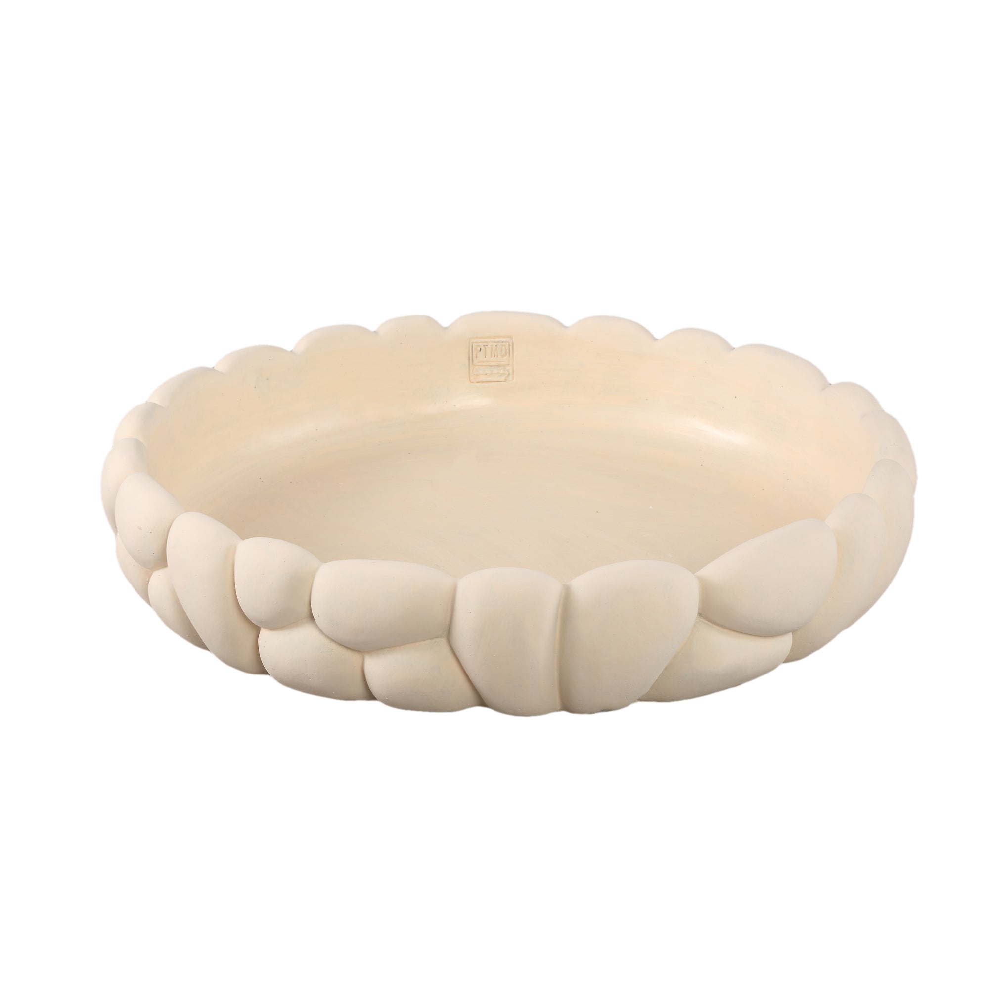 Mikay White Cement Round Smooth Rock Bowl L PTMD - Schaal - PTMD - livinglovely.nl