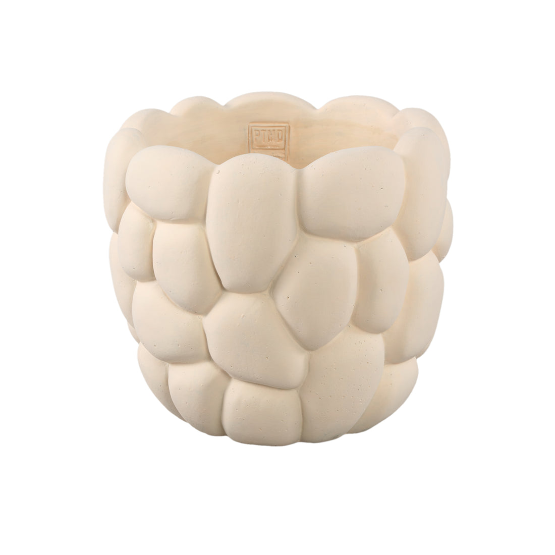 Mikay White Cement Round Smooth Rock Pot XL PTMD - Pot - PTMD - livinglovely.nl