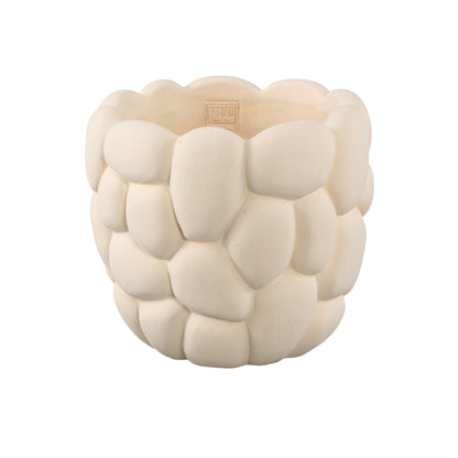Mikay White Cement Round Smooth Rock Pot XL PTMD - Pot - PTMD - livinglovely.nl