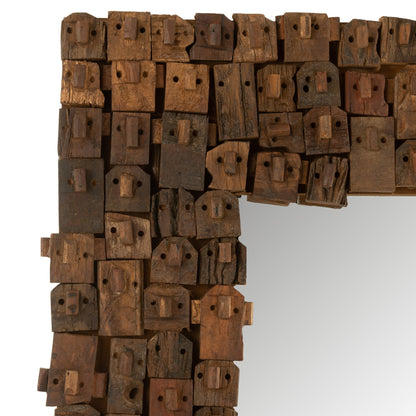 MIRROR SYMA RECYLCED WOOD/MIRROR NATURAL LARGE - - J-Line - livinglovely.nl