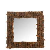 MIRROR SYMA RECYLCED WOOD/MIRROR NATURAL SMALL - - J-Line - livinglovely.nl