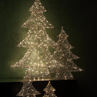 Misk Kerstboom LED Goud Large van PTMD, verlichte kerstbomen met kraaltjes in een donkere kamer