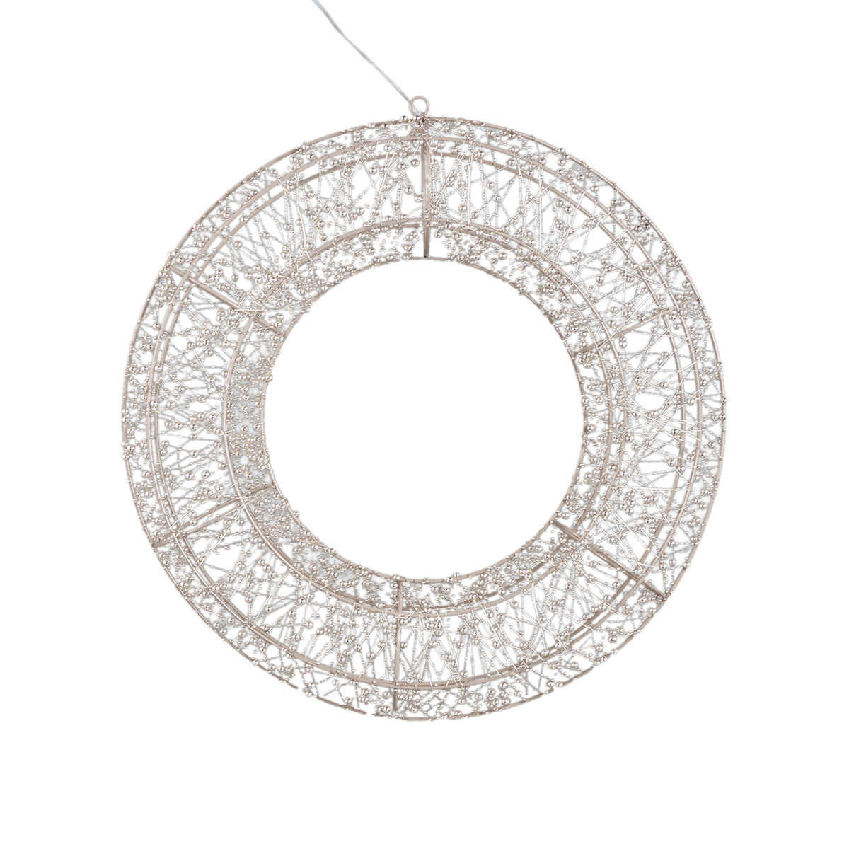 Misk Kerstkrans LED Goud Large van PTMD, open LED kerstkrans in goud met kraaltjes op witte achtergrond