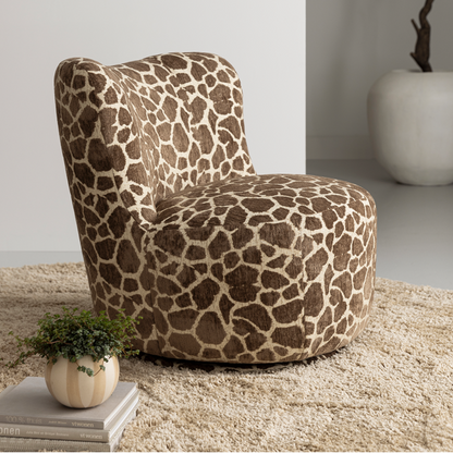 Fauteuil Dean Draaifauteuil Stof Bruin Dessin MUST Living