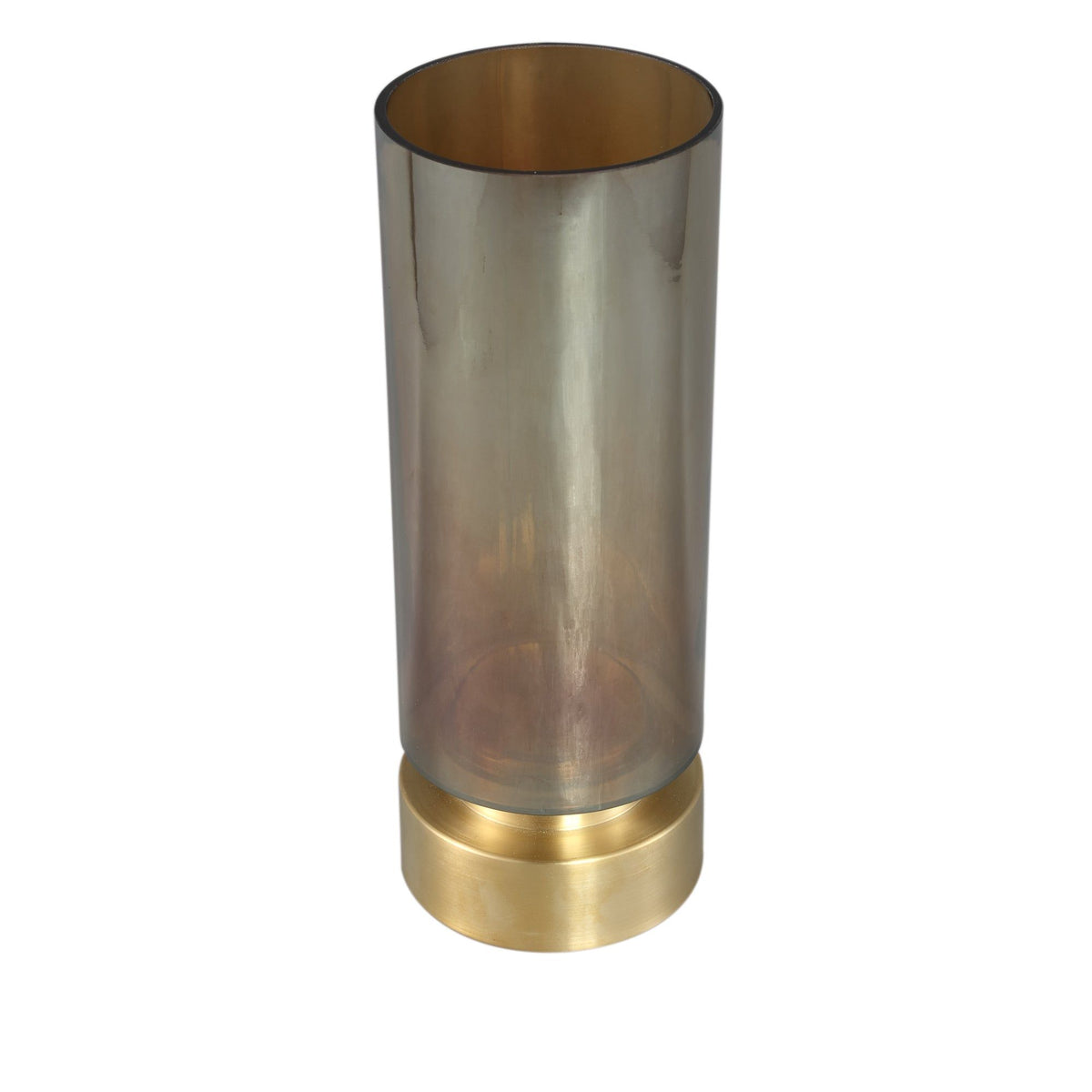 Morrible Vaas Kandelaar Glas Amber Rond Laag van PTMD, vooraanzicht in amber glas