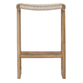 Barkruk Kento van MUST Living, teakhouten counterkruk met geweven zitting van synthetisch touw