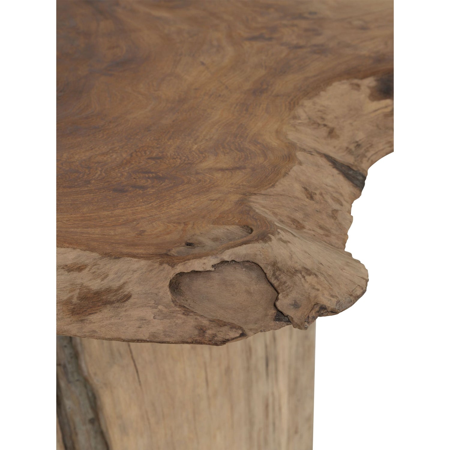 Merapi countertafel van MUST Living schuin van boven, met zicht op het doorleefde blad