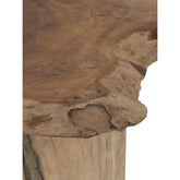 Merapi countertafel van MUST Living schuin van boven, met zicht op het doorleefde blad