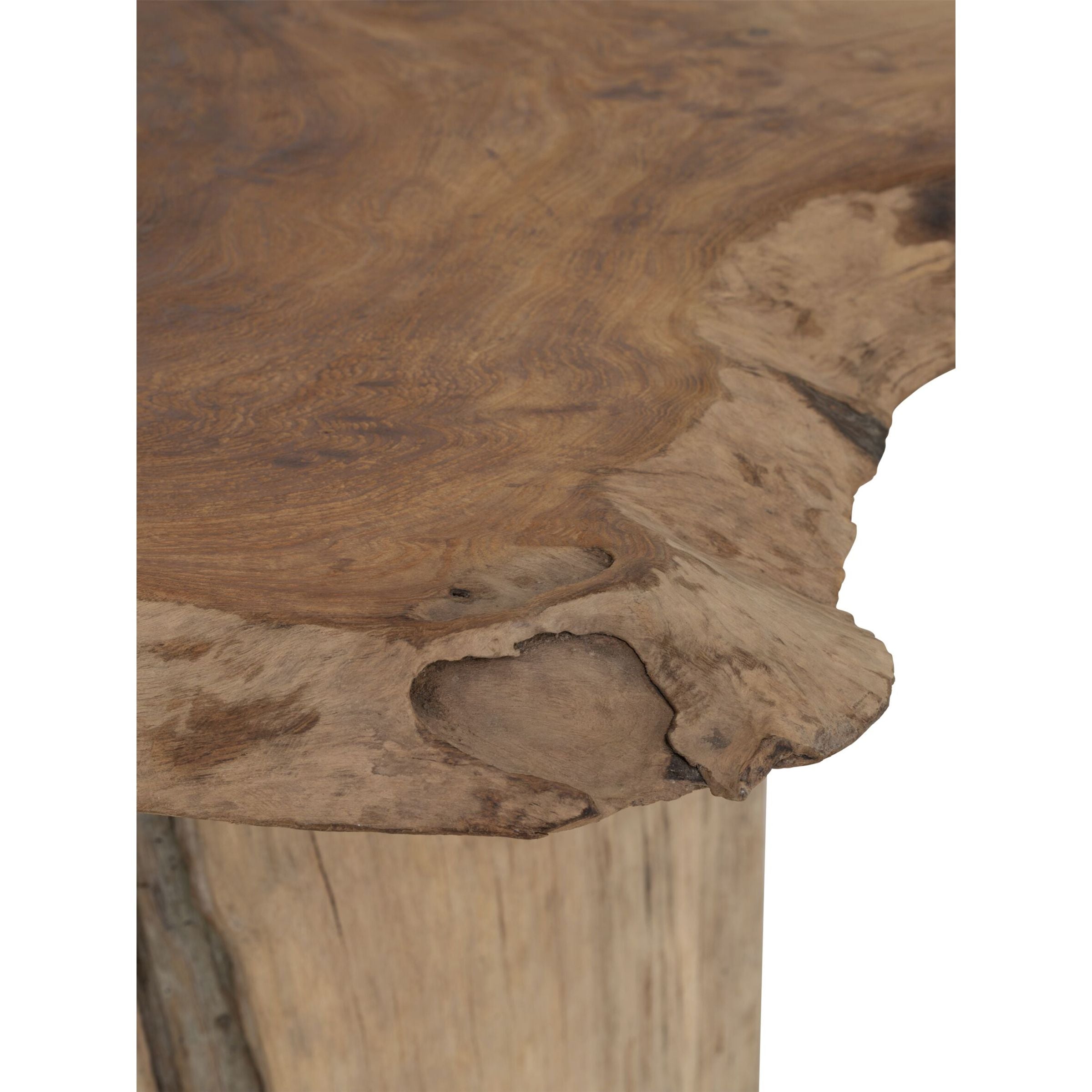 Merapi countertafel van MUST Living schuin van boven, met zicht op het doorleefde blad