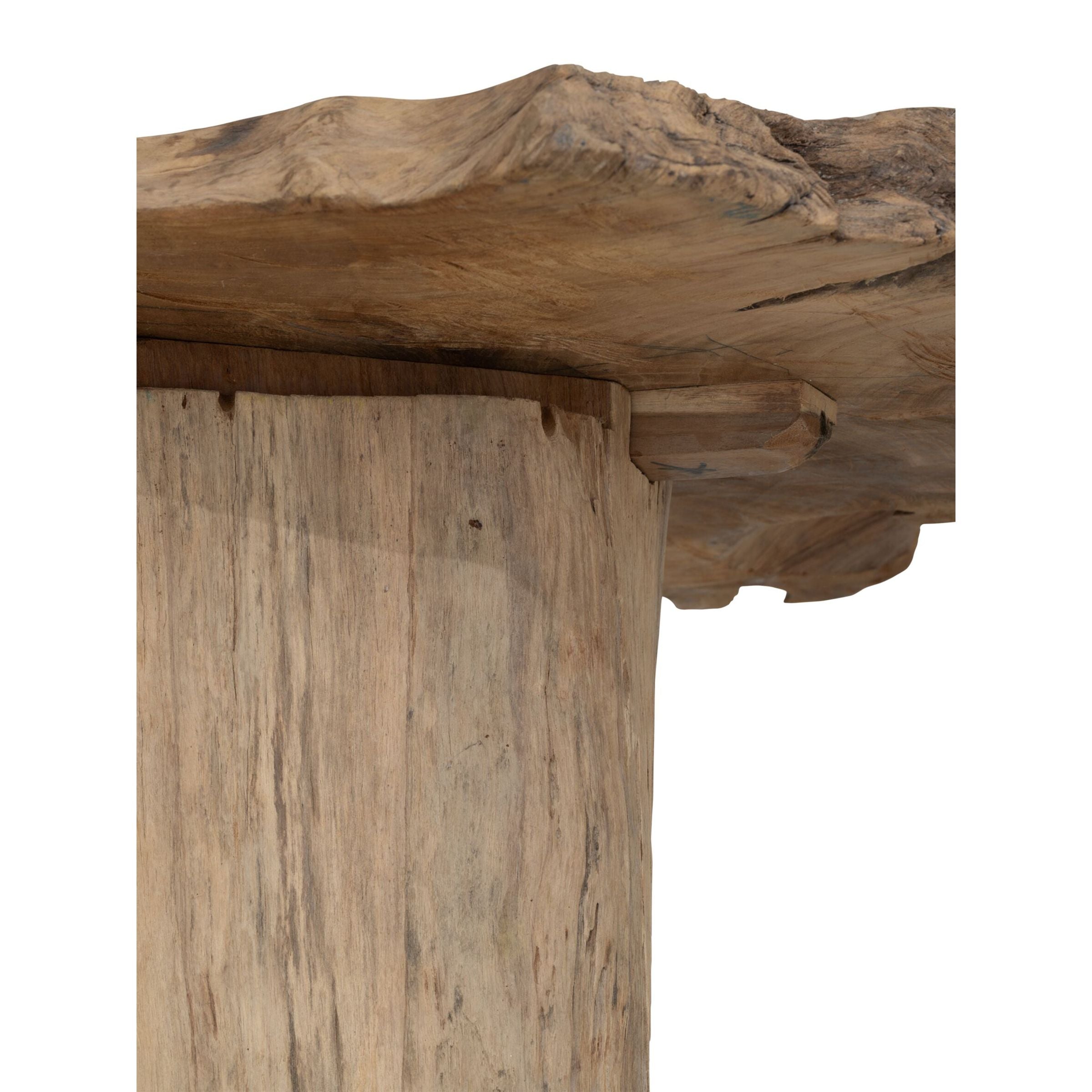 Merapi countertafel van MUST Living van achteren, met zichtbare houtverbindingen