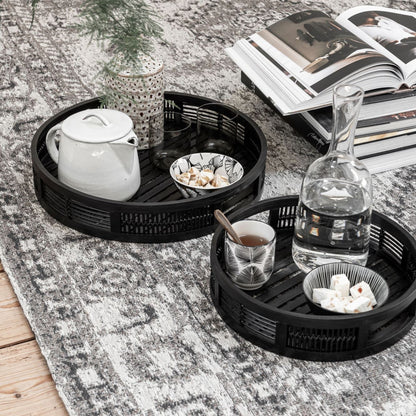 MUST Living Dienblad Algarve Zwart Set van 2 - Dienblad - MUST Living - livinglovely.nl