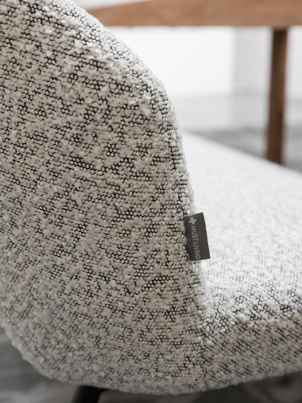 Must Living Eetkamerbank Bloom Bouclé Lichtgrijs 150cm - Eetkamerbank - MUST Living - livinglovely.nl