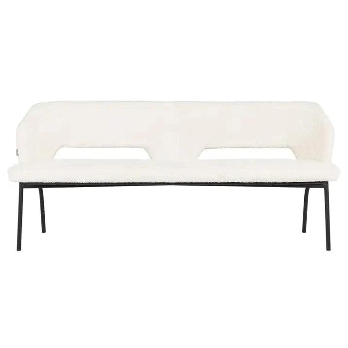 Must Living Eetkamerbank Bloom Bouclé Naturel 190cm - Eetkamerbank - MUST Living - livinglovely.nl