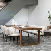 Must Living Eetkamerbank Bloom Bouclé Naturel 190cm - Eetkamerbank - MUST Living - livinglovely.nl