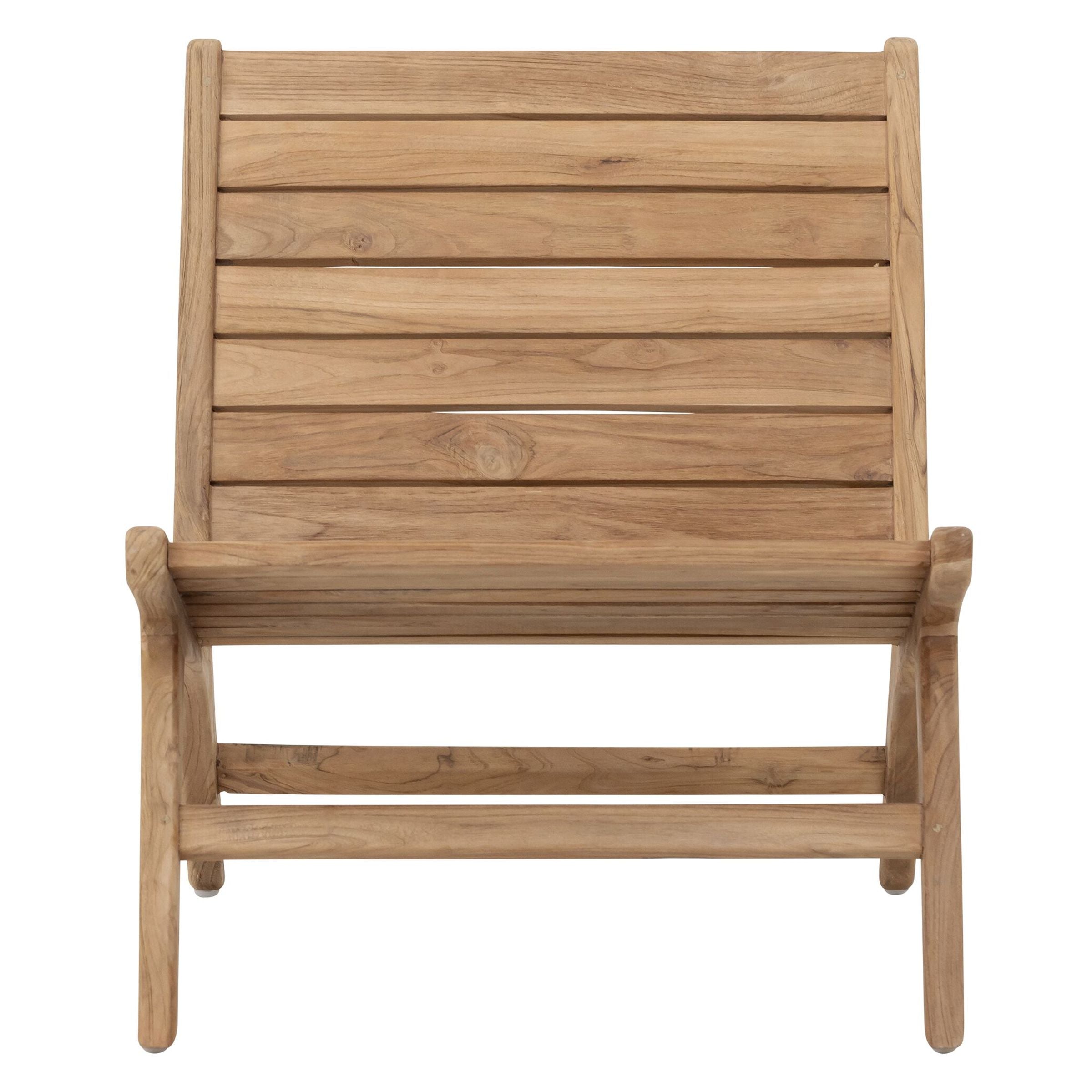 Fauteuil Lily van MUST Living, loungestoel van rustiek teakhout met open frame