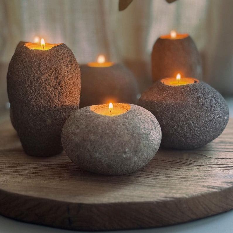 Must Living Kandelaar Riverstone Laag Set van 3 - Theelichthouder - MUST Living - livinglovely.nl