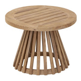 Lily salontafel van MUST Living van opzij, met zicht op het slanke teakhouten onderstel