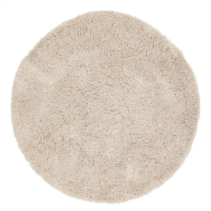 Vloerkleed Celeste Rond van MUST Living in beige, klein hoogpolig kleed van 150 centimeter doorsnede