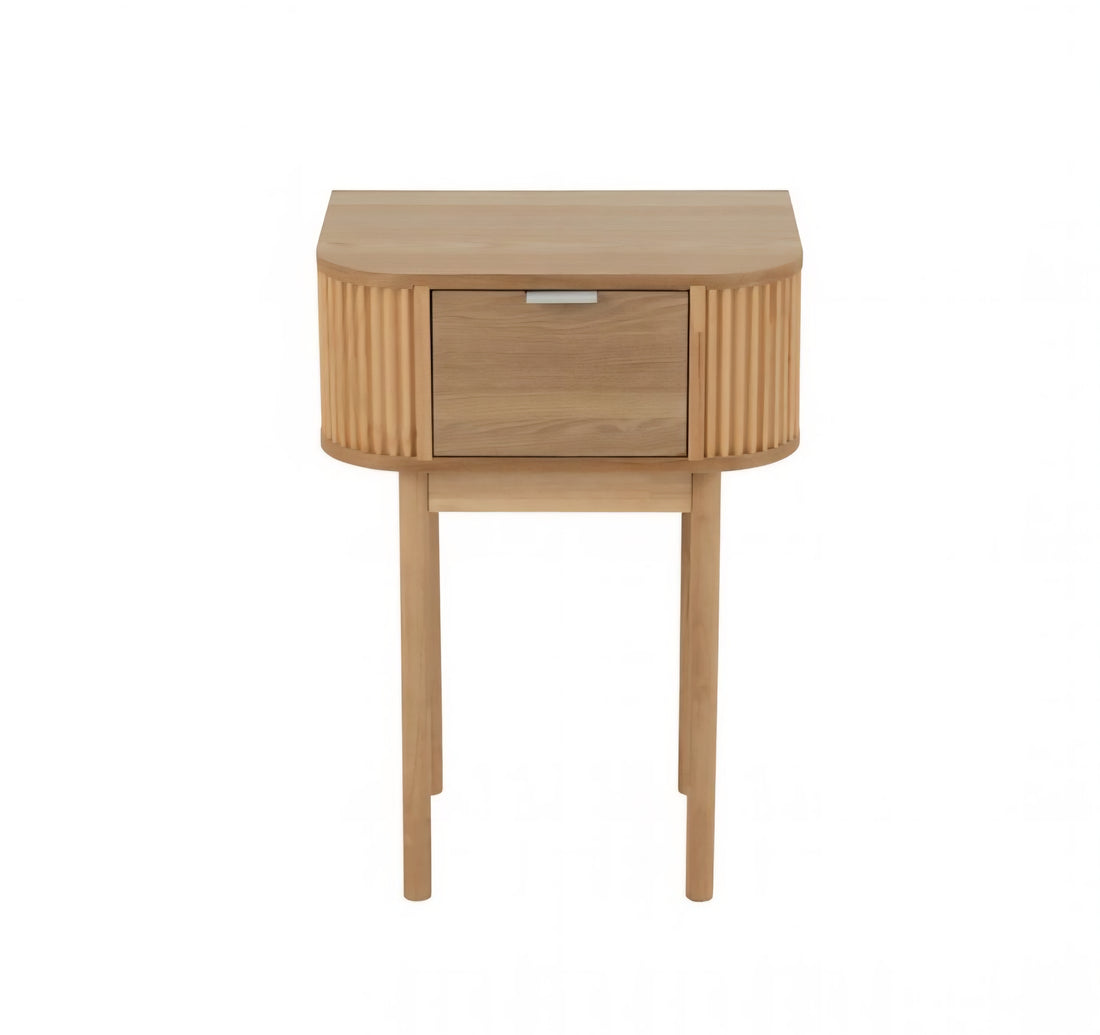 Nachtkast Rond Mdf/Dennenhout Naturel - Nachtkastje - J-Line - livinglovely.nl
