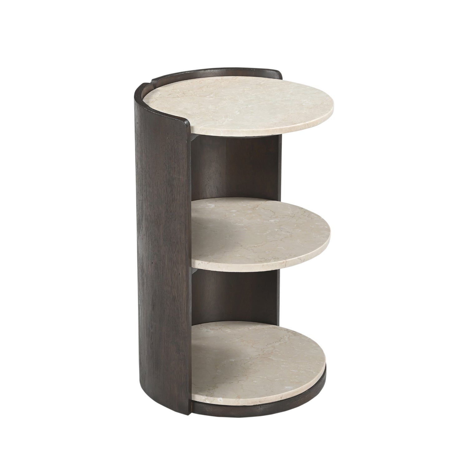 Nachtkastje Niva Botticino Marmer 29cm van Starfurn naast een opgemaakt bed