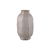 Natae Beige Round Glass Ribbed Vase High van PTMD op witte achtergrond