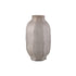 Natae Beige Round Glass Ribbed Vase High van PTMD op witte achtergrond