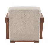 Nelo Fauteuil Linnenlook Crème Rubberhout van PTMD, bruine poten van rubberhout onder de fauteuil