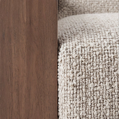 Nelo Fauteuil Linnenlook Crème Rubberhout van PTMD, extra aanzicht van de fauteuil in crème