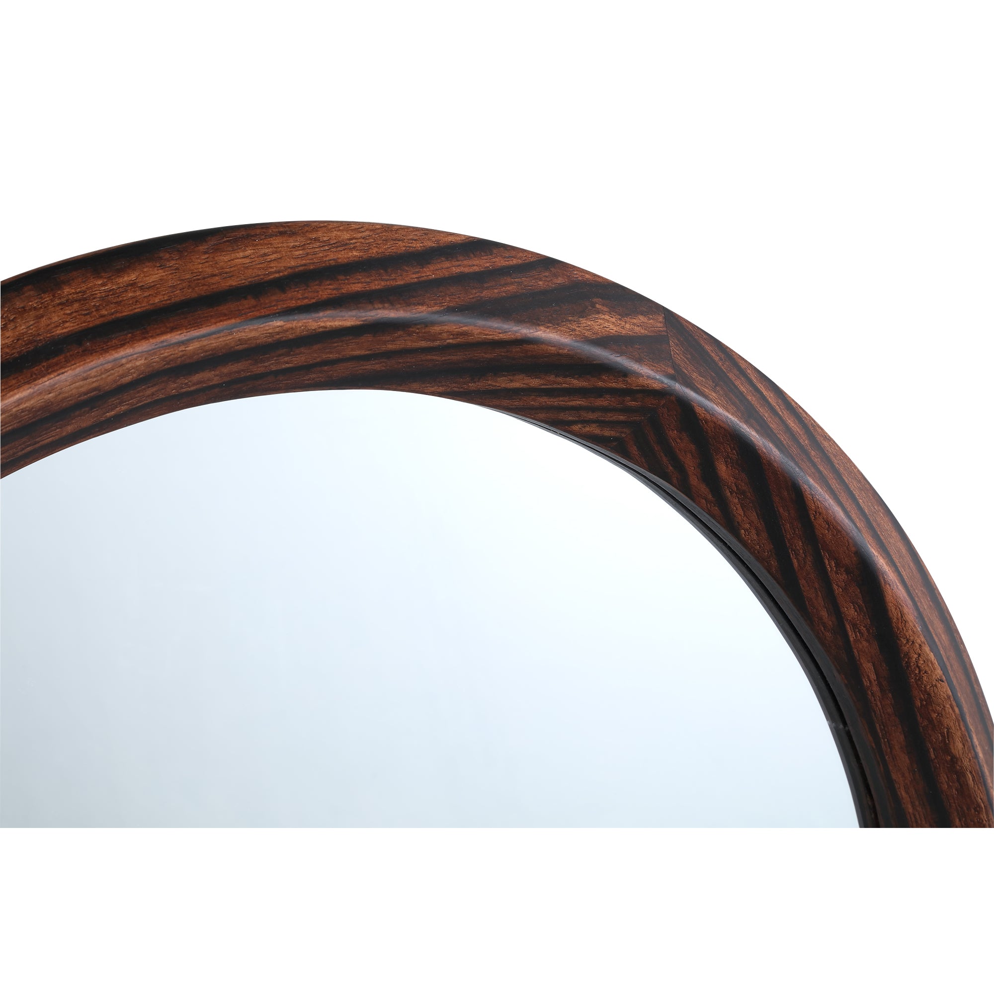 Nibbi Brown Wooden Mirror Twist Round Frame 65x5x65cm PTMD - Spiegel - PTMD - livinglovely.nl