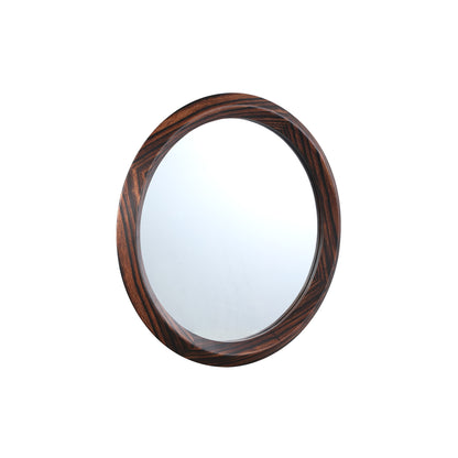 Nibbi Brown Wooden Mirror Twist Round Frame 65x5x65cm PTMD - Spiegel - PTMD - livinglovely.nl