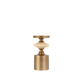 Nikolaos Brass candleholder travertine round S PTMD - Kandelaar - PTMD - livinglovely.nl
