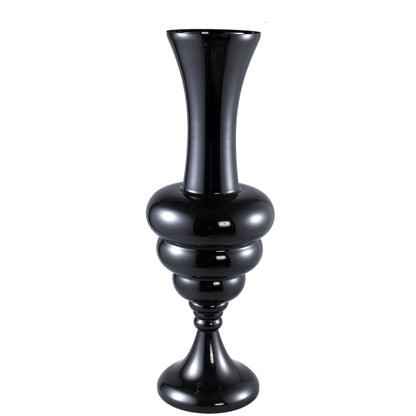 Nimai Black Antique Shaped Glass Vase Shiny L Dia33cmx90cm PTMD - Vaas - PTMD - livinglovely.nl