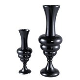 Nimai Black Antique Shaped Glass Vase Shiny L Dia33cmx90cm PTMD - Vaas - PTMD - livinglovely.nl