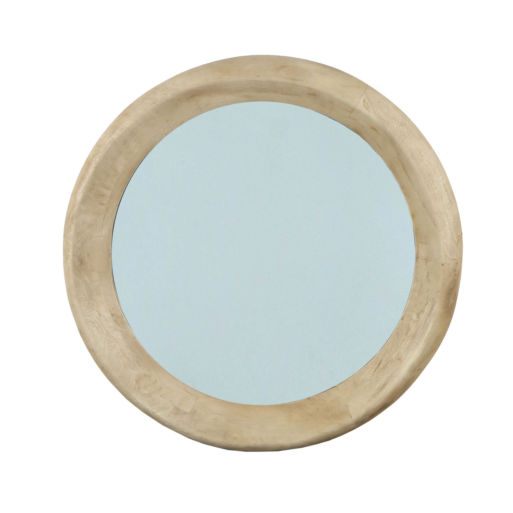 Noam Natural Mango Wood Round Mirror L Dia 90cm x5cm PTMD - Spiegel - PTMD - livinglovely.nl