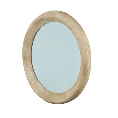 Noam Natural Mango Wood Round Mirror L Dia 90cm x5cm PTMD - Spiegel - PTMD - livinglovely.nl
