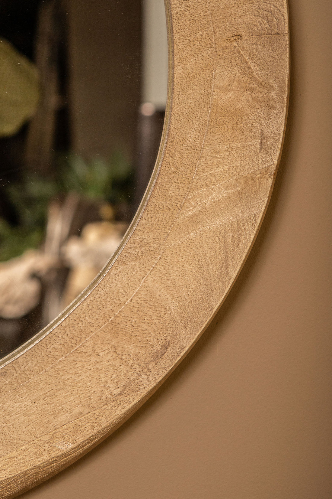 Noam Natural Mango Wood Round Mirror S Dia 70cmx5cm PTMD - Spiegel - PTMD - livinglovely.nl