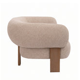 Nomy Fauteuil Opulence Crème Rubberhout van PTMD, lage fauteuil met gestoffeerde armleuningen