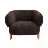 Nomy Fauteuil Teddy Bruin Rubberhout van PTMD, bruine fauteuil met teddy stof en rubberhouten poten