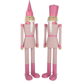 Roze metalen notenkraker met snor van J-Line, gestyled als kerstdecoratie in huis