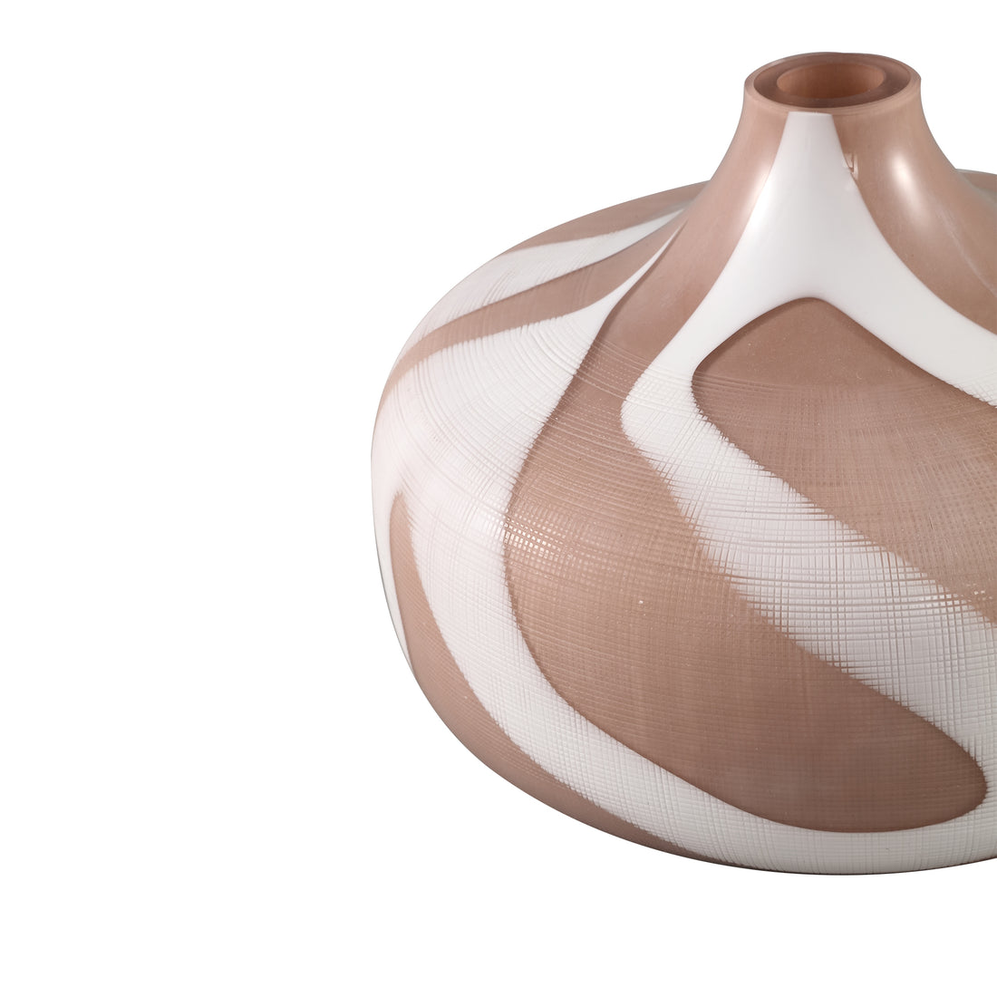 Nuhin Cream Glass Vase White Stripes Round PTMD - Vaas - PTMD - livinglovely.nl