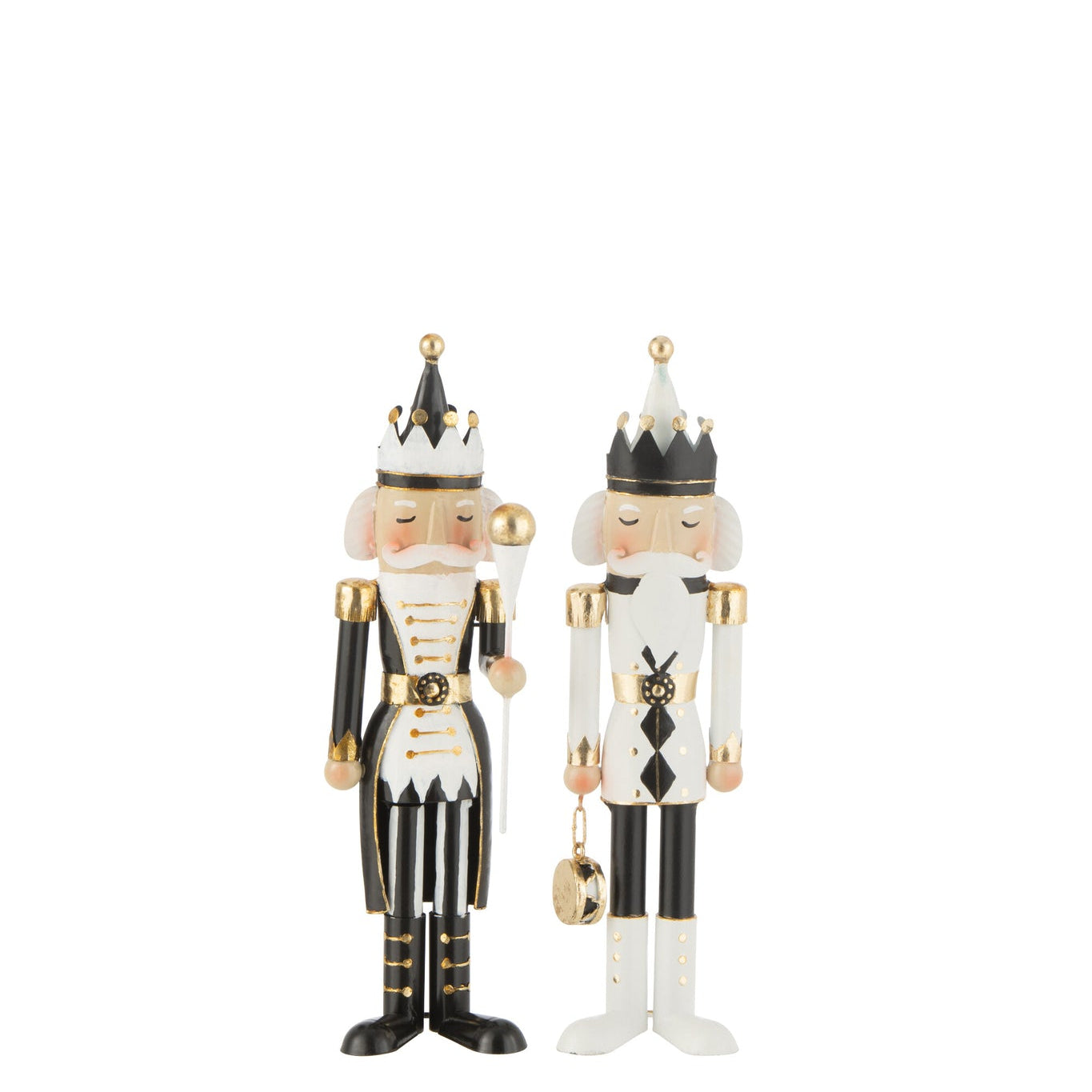 Nutcracker Iron Black/White Small Assortment Of 2 - - J-Line - livinglovely.nl