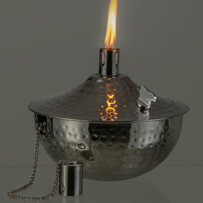 Olielamp Tafel Roma Gehamerd Stainless Steel Zilver - Buiten-divers - J-Line - livinglovely.nl