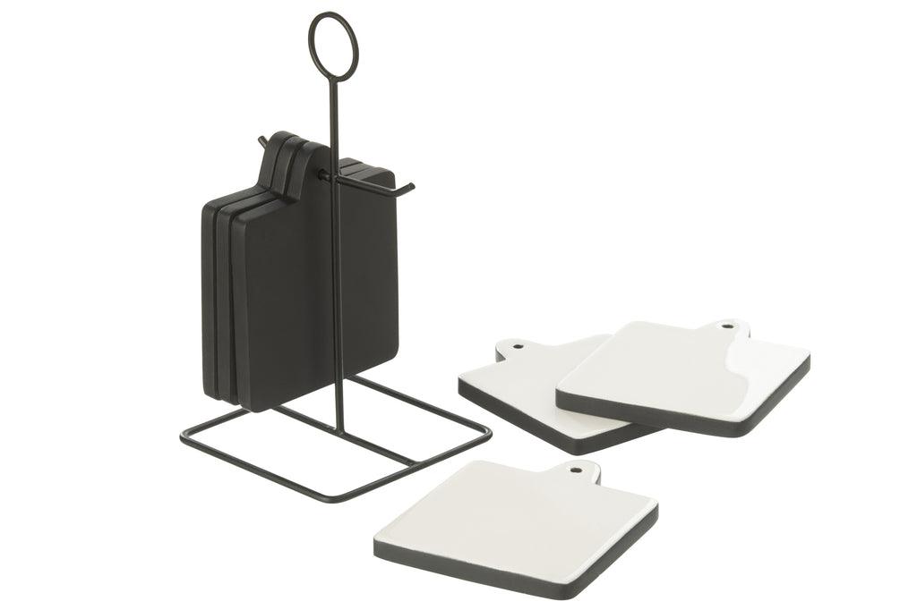 Onderzetter Vierkant Vik Hout Zwart/Wit - Onderzetter - J-Line - livinglovely.nl