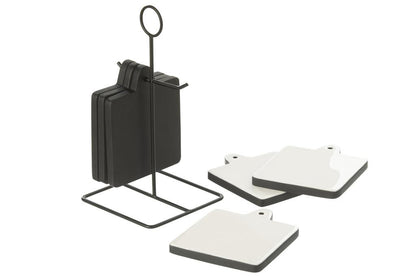 Onderzetter Vierkant Vik Hout Zwart/Wit - Onderzetter - J-Line - livinglovely.nl
