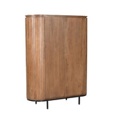 Opbergkast Noor van Livingfurn in mangohout Pecan, 151 cm hoog met lattenfront
